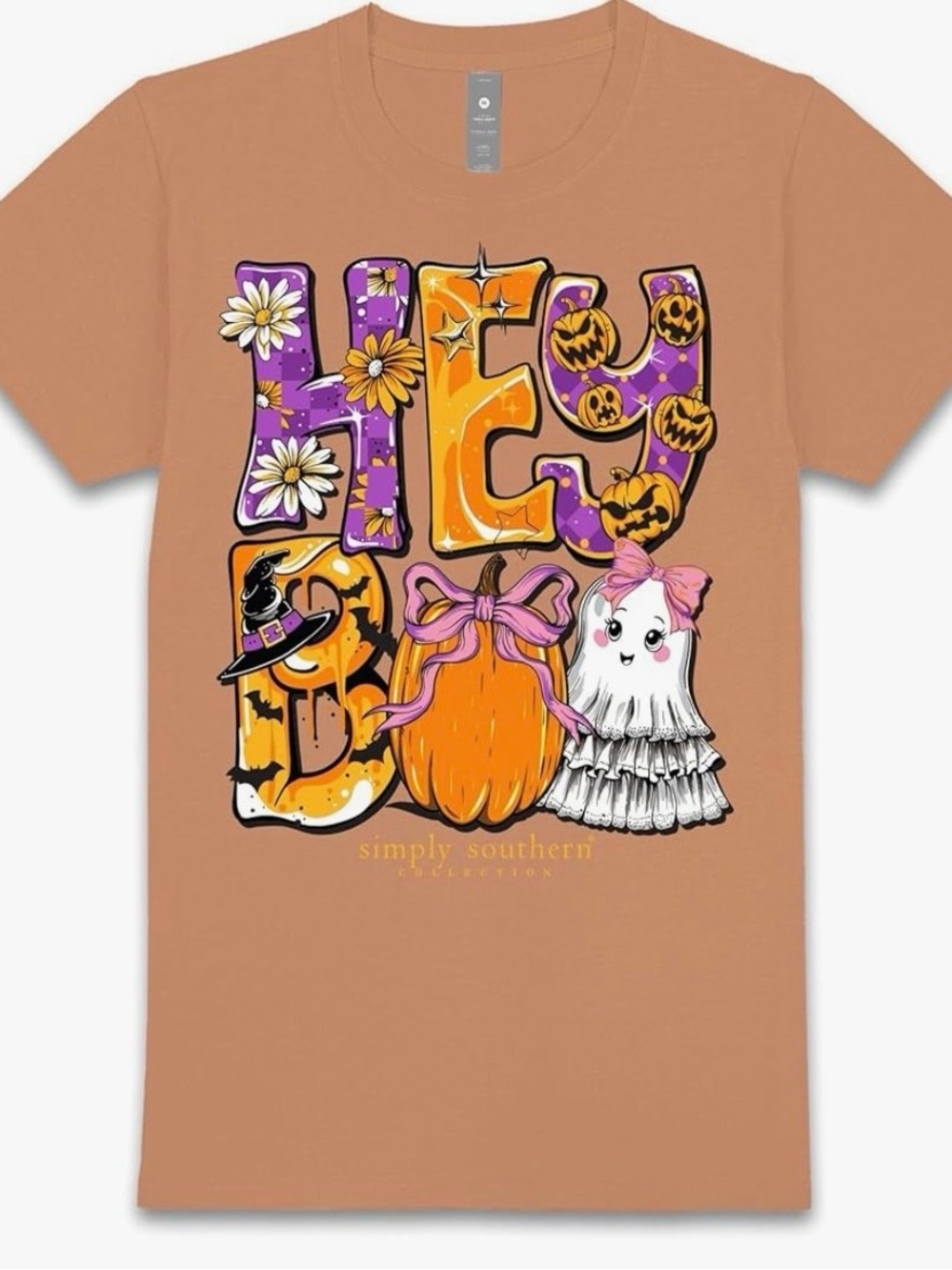 NWT Simply Southern Short Sleeve T-Shirt Size XXL Halloween Hey Boo Ghost Spooky